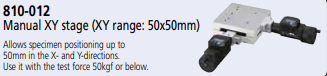 Manual XY stage w. analogue micrometers 50mm x 50mm Vickers hardness testing machines 810-012