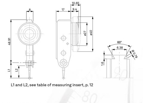 Lever-type dial test indicator P-Line 212L 3mm 0.01mm Ø 27mm 01810402