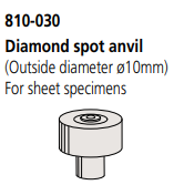 Diamond spot anvil for Rockwell Superficial scales only 810-030