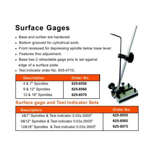 MHC 625-8560 Engineers Surface Gauge 9" and 12" Spindle