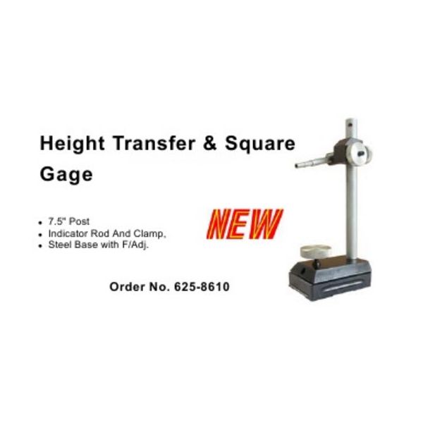 MHC 625-8610 Transfer Dial Gauge stands 07.5" Post, Indicator rod and clamp. steel base with fine adjustment