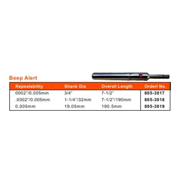 MHC 805-3017 Electronic long shank Edge Finders Beep Alert .0002"/.005mm Accuracy, 20mm x 190mm(shank diameter x OAL), 10mm Ball