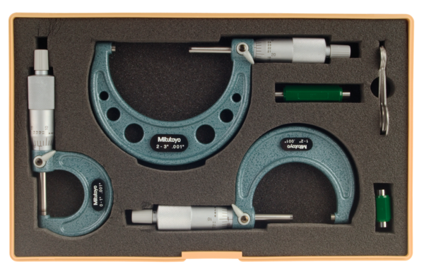 Imperial Analogue Outside Micrometer Set 0-3", (3 pcs.), 0,0001" 103-922