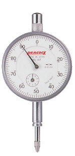 Peacock 107 Dial Indicator, 0-10mm Range, 0.01m Resolution, +/-0.01mm Accuracy, 0-100 Dial Reading, With Lug Back, White Face