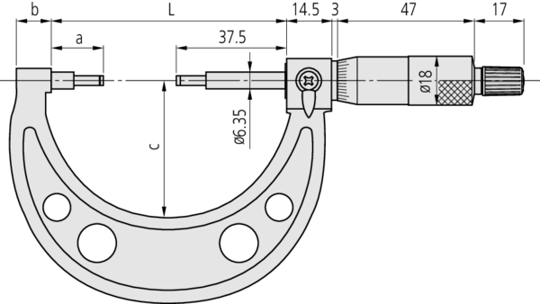 Spline Micrometer 0-25mm, 3mm Measuring Face 111-115