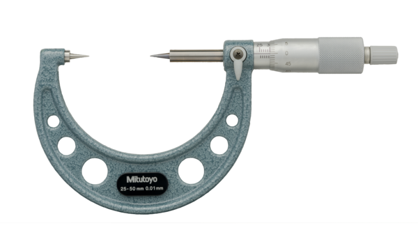 Point Micrometer with Hardened Tip 25-50mm, 15° Tip 112-154