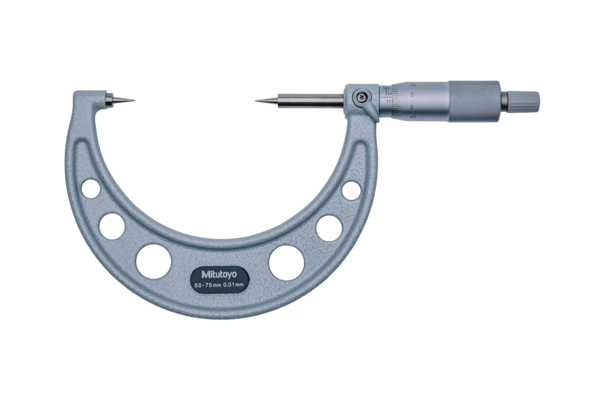 Point Micrometer with Hardened Tip 50-75mm, 15° Tip 112-155