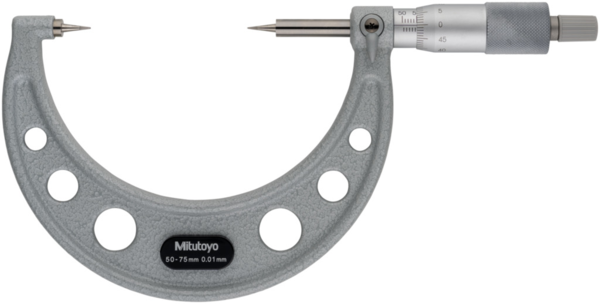 Point Micrometer with Carbide Tip 50-75mm, 15° Tip 112-167