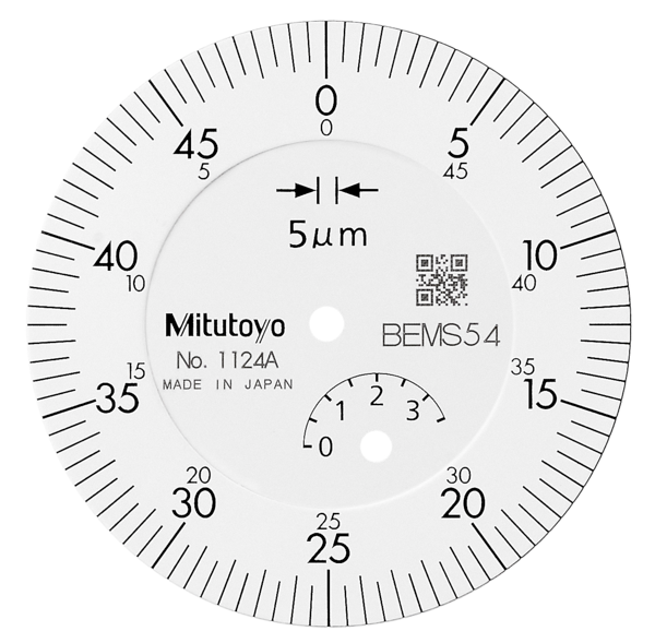 Dial Gauge, Flat Back, ISO Type 3,5mm, 0,005mm 1124AB