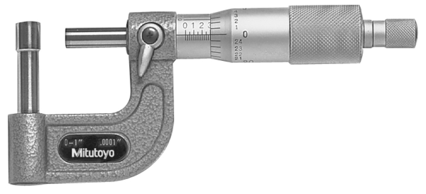 Tube Micrometer Cylindrical Anvil Flat Spindle, 0-1" 115-314