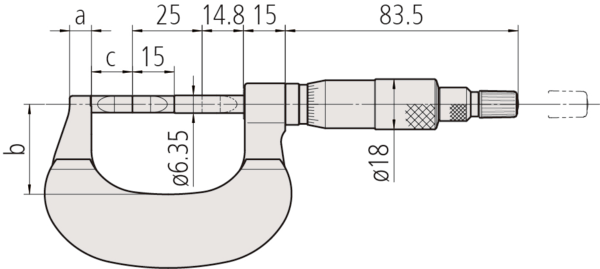 Blade Micrometer, Hardened Steel Blade 0-25mm, 0,75mm Blade 122-101-10