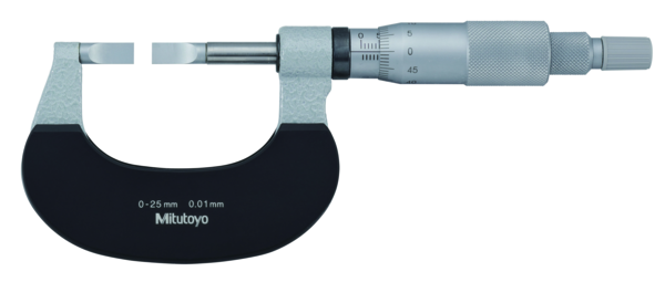 Mitutoyo Blade Micrometer, Hardened Steel Blade 0-25mm, 0,75mm Blade 122-101-10 Non Rotating Spindle