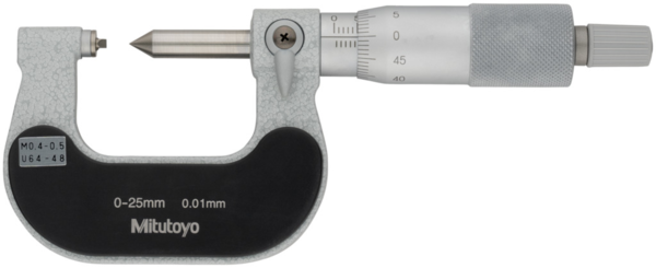 Screw Thread Micrometer 0-25mm, 0,4-0,5mm/64-48TPI 125-101