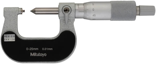 Screw Thread Micrometer 0-25mm, 0,6-0,9mm/44-28TPI 125-102