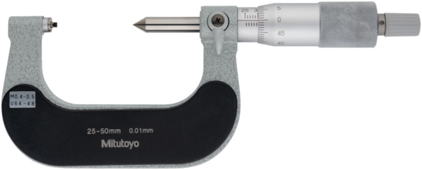 Screw Thread Micrometer 25-50mm, 0,4-0,5mm/64-48TPI 125-106