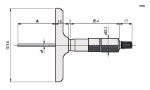 Depth Micrometer 0-75mm 63mm Base 129-110