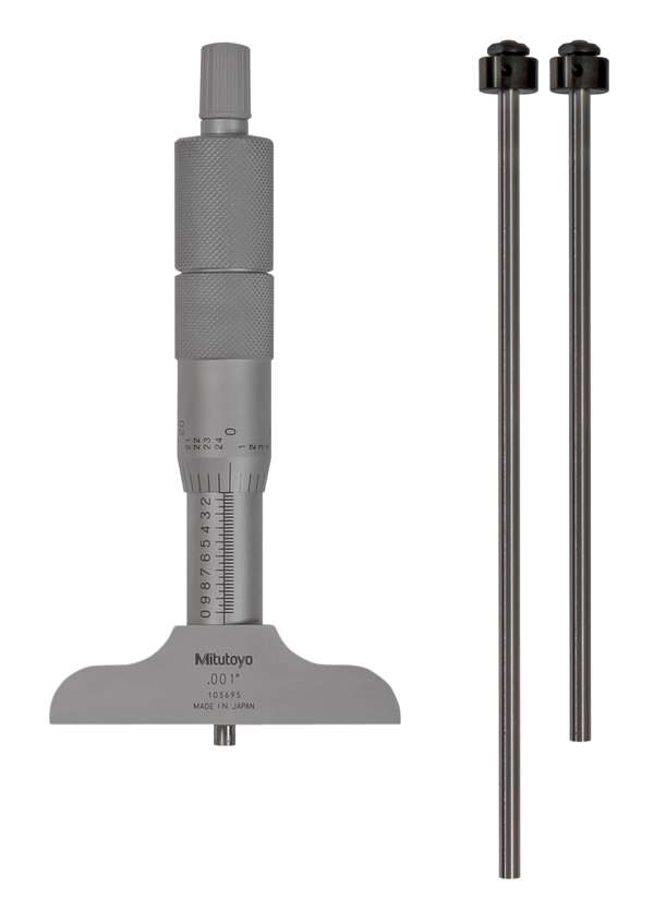 Depth Micrometer, Interchangeable Rods 0-3", 2,5" Base 129-126