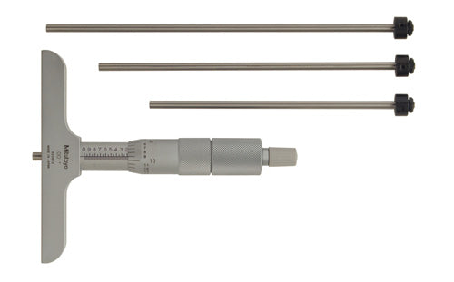 Depth Micrometer, Interchangeable Rods 0-50mm, 101mm Base 129-113