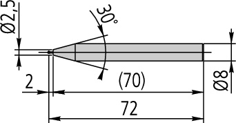 Mitutoyo Ball Probe Coaxial Type D=1mm, 72mm Length 12AAF666