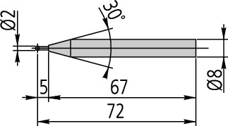 Ball Probe Coaxial Type D=2mm, Ruby, 72mm Length 12AAF667