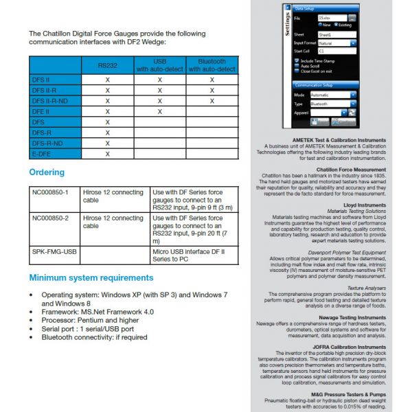 Chatillon Ametek DFS II R ND Series Digital Force Gauge (Remote Non-Dedicated without SLC & STS Load Cell)