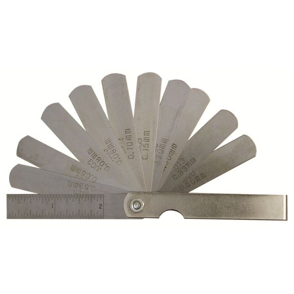 MHC 615-6009 Feeler Gauges 9 blades gauges Length : 75mm Range : .04, .05, .06, .07, .08, .10, .15, .20, .30mm