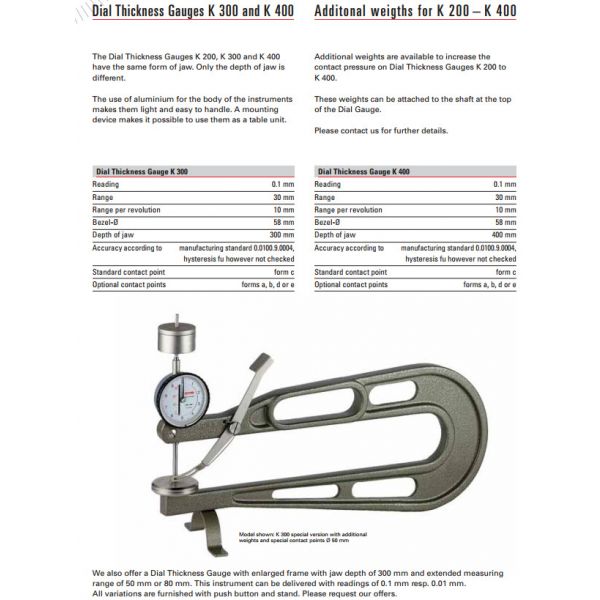 Käfer K300 (0.1mm) Dial Thickness Gauge 0-30mm, Kaefer 20007