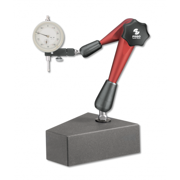 FISSO Strato Line Model: M-28 F + G - With Granite Base - 3D articulated gauging arm 3/8" stem with bushing 3/8" to 8mm, Indicator not supplied, Code M-28.45