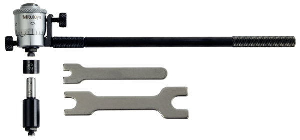 Inside Micrometer, Interchangeable Rods 1-2", with 2 Rods, Hardened Face 141-102