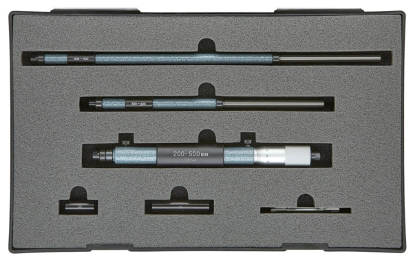 Mitutoyo Inside Micrometer, Interchangeable Rods 200-500mm, with 3 Rods, Hardened Face 141-117