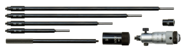 Mitutoyo Inside Micrometer, Interchangeable Rods 50-300mm, with 5 Rods, Hardened Face 141-206