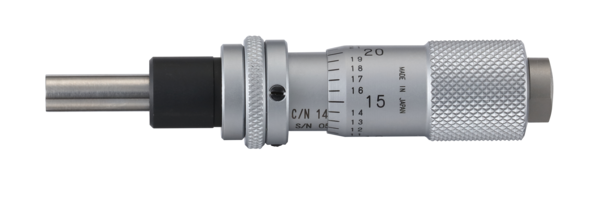 Micometer Head, Small Standard Type 0-0.5", 0.001", Flat, with Clamp Nut/Spindle Lock 148-122-10