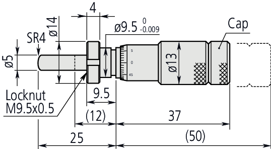 Micrometer Head Zero Adjustable 0-13mm, Clamp Nut, Spherical Spindle 148-858