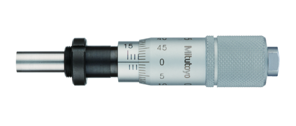 Micrometer Head, Carbide Tipped Spindle Standard Type, 0-15mm, 0,01mm, Flat, with Clamp Nut, Rev. Reading 149-822-10