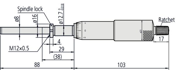 Microm. Head, Heavy Duty, 8 mm Spindle 0-2", Clamp Nut 151-271