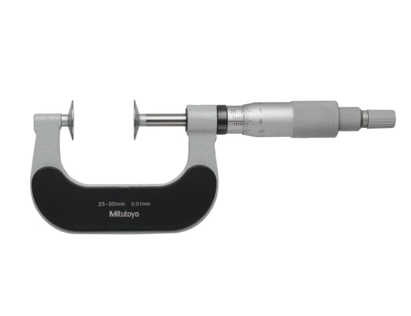 Mitutoyo Disc Micrometer, Hardened Steel Disks 25-50mm, Disk=20mm 169-202-10 Non Rotating Spindle