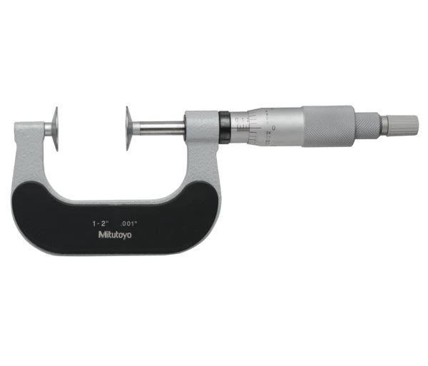 Mitutoyo Disc Micrometer, Hardened Steel Disks 1-2", Disk .8" 169-204-10 Non Rotating Spindle