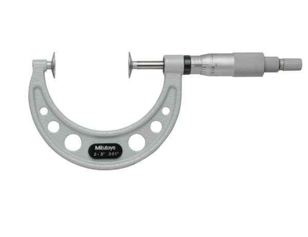 Mitutoyo Disc Micrometer, Hardened Steel Disks 2-3", Disk .8" 169-206-10 Non Rotating Spindle