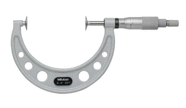 Mitutoyo Disc Micrometer, Hardened Steel Disks 3-4", Disk .8" 169-208-10 Non Rotating Spindle