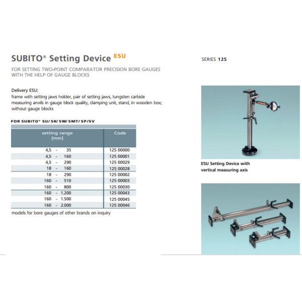 Schwenk 12500003 Setting Device ESU FOR SETTING TWO-POINT COMPARATOR PRECISION BORE GAUGES WITH THE HELP OF GAUGE BLOCKS, Range 160-510mm