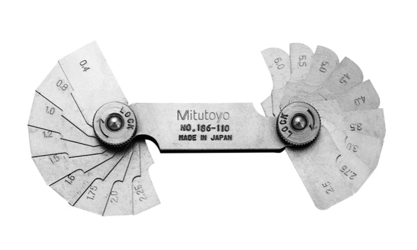 Mitutoyo 186-110 Radius Gauge, 0.4 mm-6 mm Range