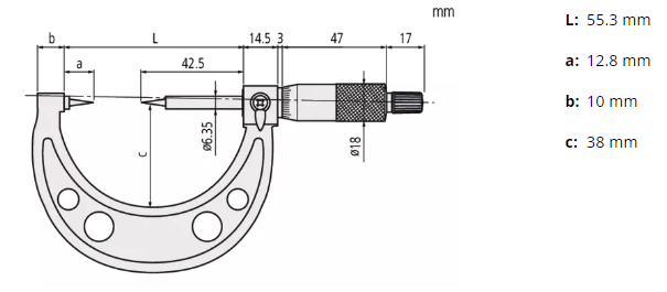 Point Micrometer with Carbide Tip 0-1", 15° Tip 112-189