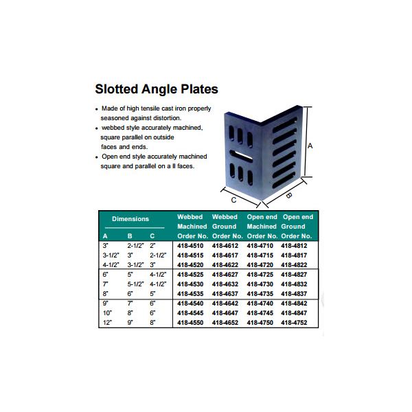 MHC 418-4837 Angle Plates Size : 8 x 6 x 5" Opened ended, Ground