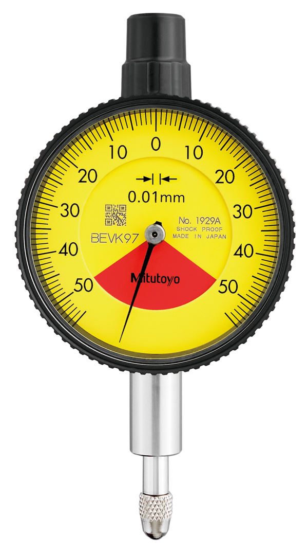 Dial Gauge, Flat Back, ISO Type One Revolution, Shock- & Dustproof, 1m