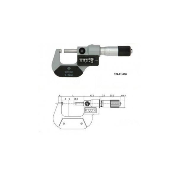 Inspec 124-01-630 Mechanical Digit Micrometer 0-25mm x .001mm