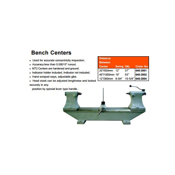 MHS 640-2004 Bench Centre 12"/300mm Between centres, 8-3/4"/220mm Swing, 19.58" overall length