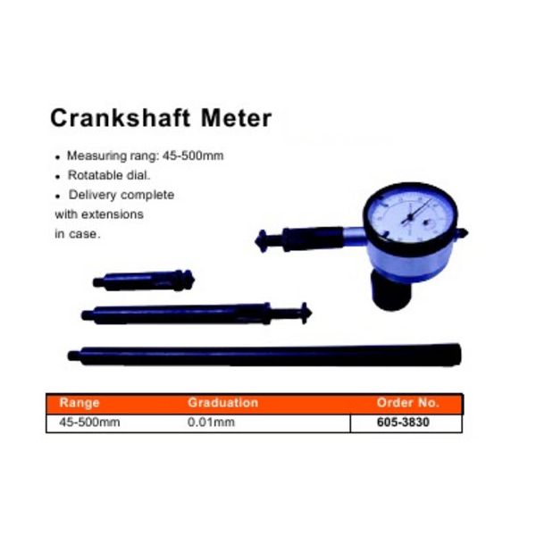 MHC 605-3830 Crankshaft Gauge Range 45-500mm graduation .01mm