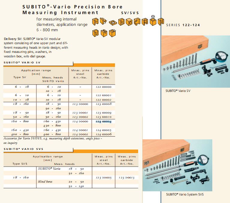 Schwenk 12300009 Vario SV Precision bore gauge range 18-50mm with carbide pins, Without Indicator