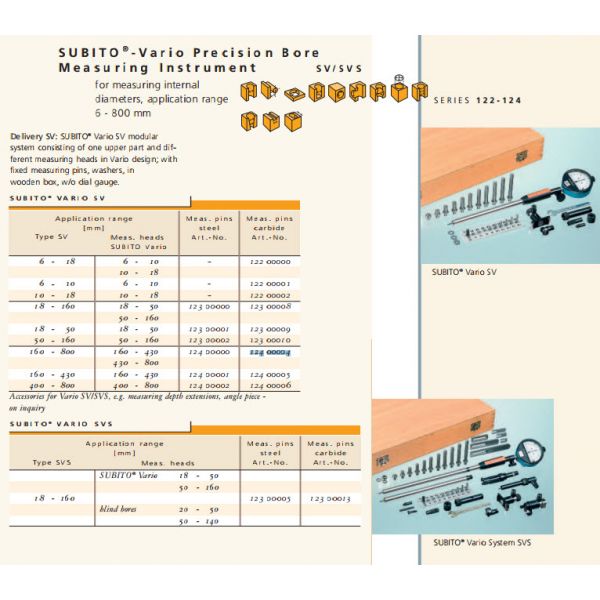 Schwenk 12200001 Vario SV Precision bore gauge range 6-10mm with carbide pins, Without Indicator