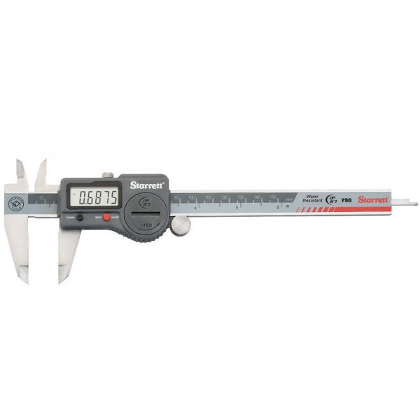 Starrett Electronic Caliper IP67, 798B-6/150, Stainless Steel, Battery Powered, Inch/Metric, 0-6"/0-150mm Range, +/-0.001" Accuracy, 0.0005"/.01mm Resolution, Meets DIN 862 Specifications